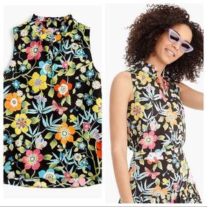 J. Crew Liberty Ruffle Neck Top in Pavilion Floral, Size 4